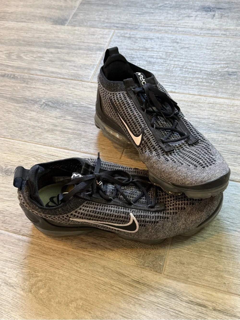 Nike Air VaporMax Flyknit 2021 Men's Running Shoes Black Gray Size 11